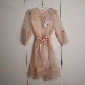 Sheer organza trench coat / cape light pink cream